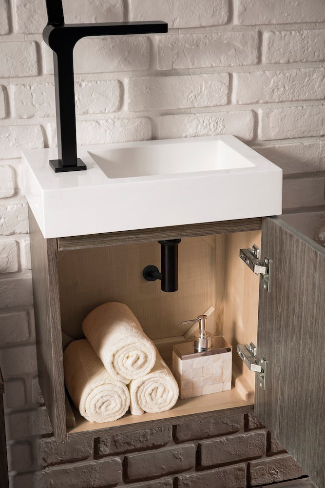 16" Columbia Single Sink Bathroom Vanity, Ash Gray w/ Top