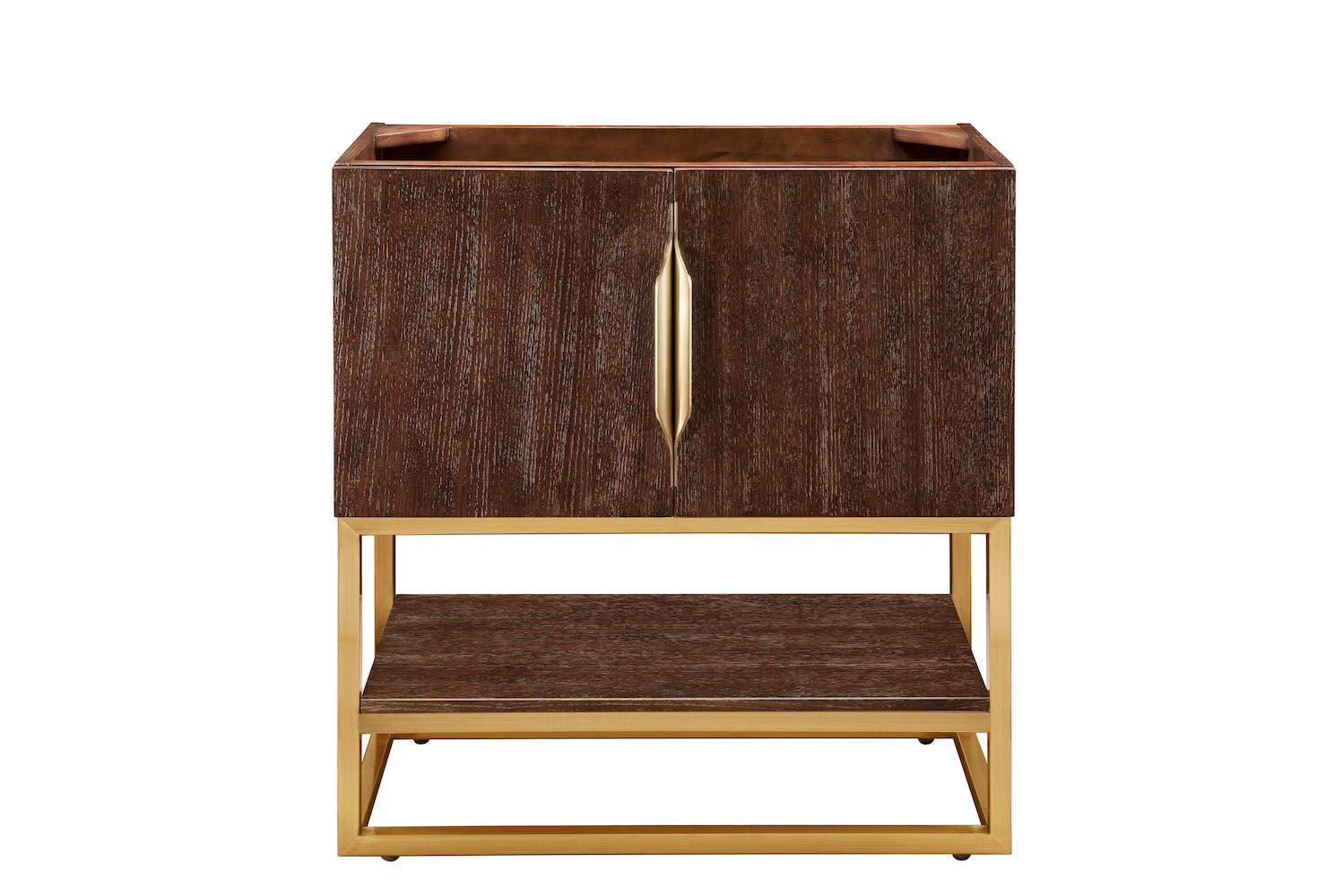 31.5" Columbia Single Sink Bathroom Vanity, Coffee Oak & Radiant Gold