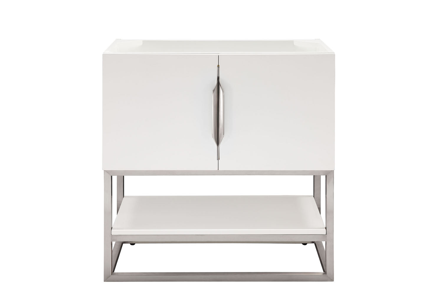 31.5" Columbia Single Sink Bathroom Vanity, Glossy White & Brushed Nickel