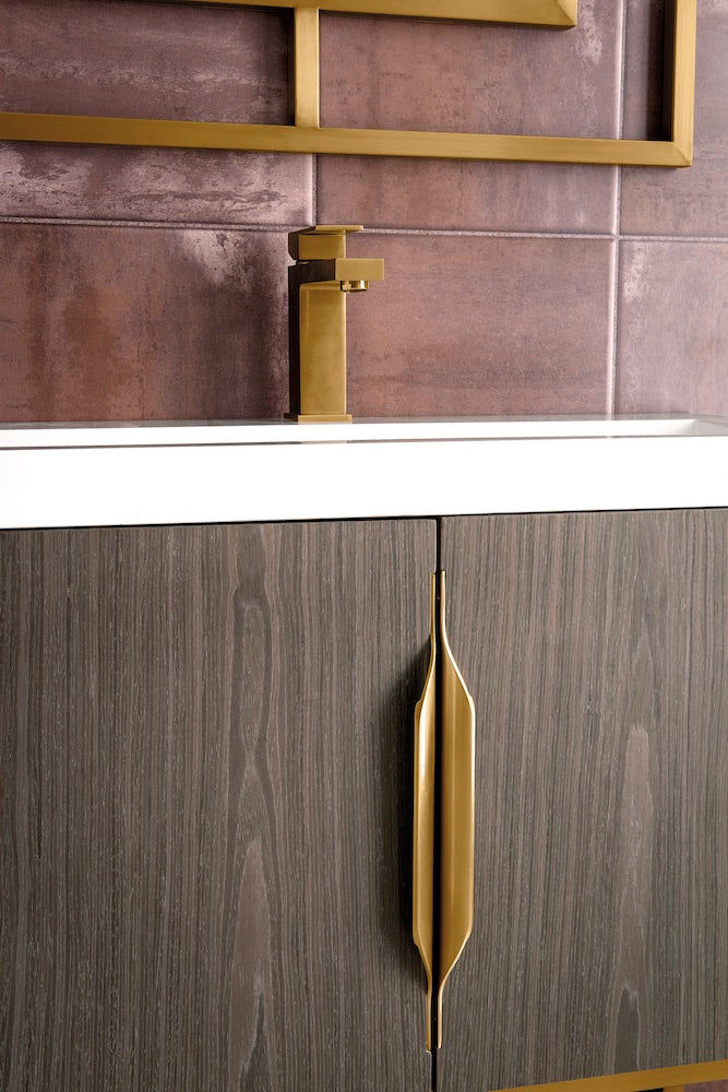 31.5" Columbia Single Sink Bathroom Vanity, Ash Gray & Radiant Gold