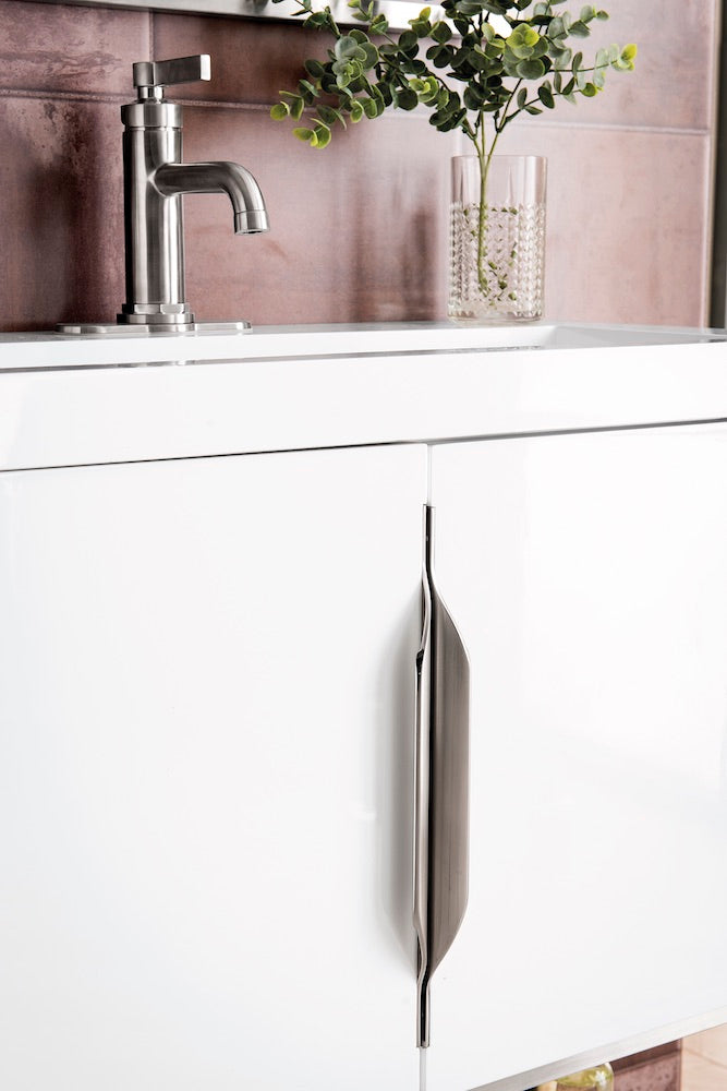 31.5" Columbia Single Sink Bathroom Vanity, Glossy White & Brushed Nickel