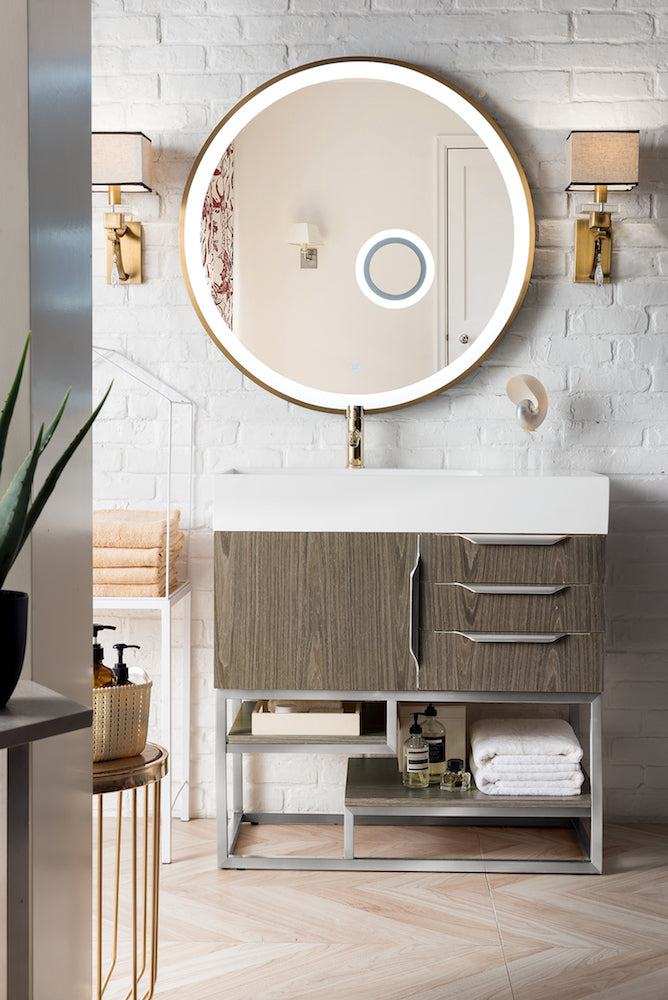 36" Columbia Single Sink Bathroom Vanity, Ash Gray