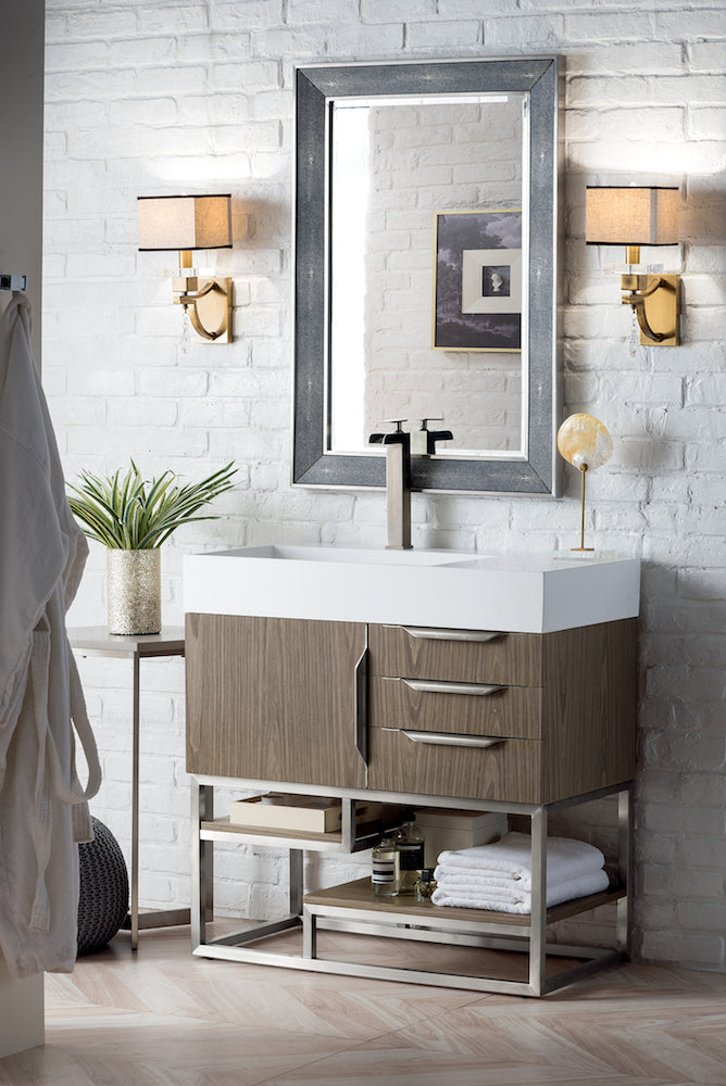 36" Columbia Single Sink Bathroom Vanity, Ash Gray