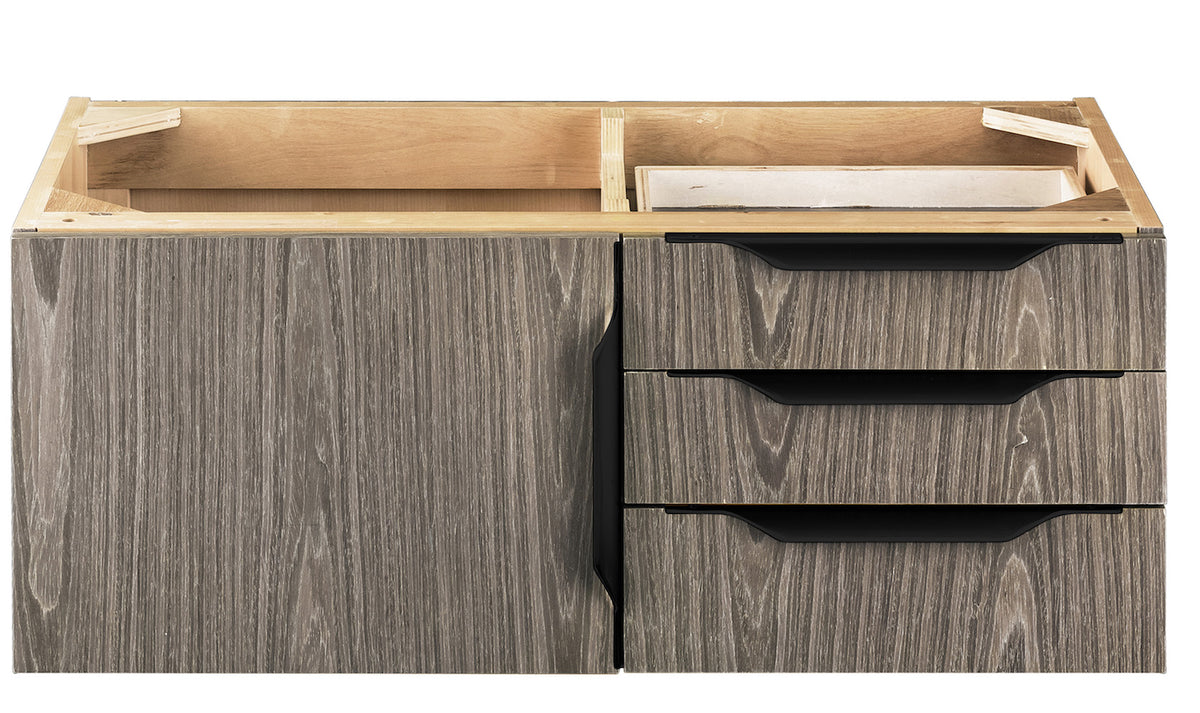 36" Columbia Single Wall Mount Vanity Cabinet, Ash Gray, Matte Black