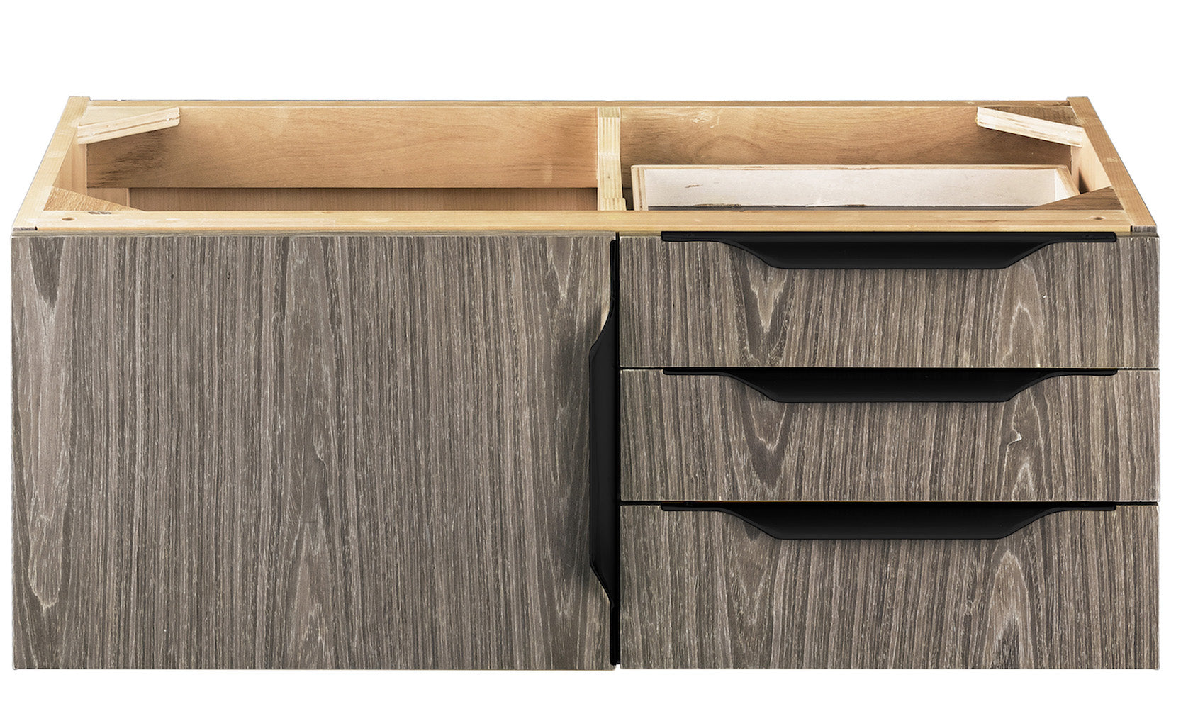 36" Mercer Island Single Sink Bathroom Vanity, Ash Gray w/ Matte Black