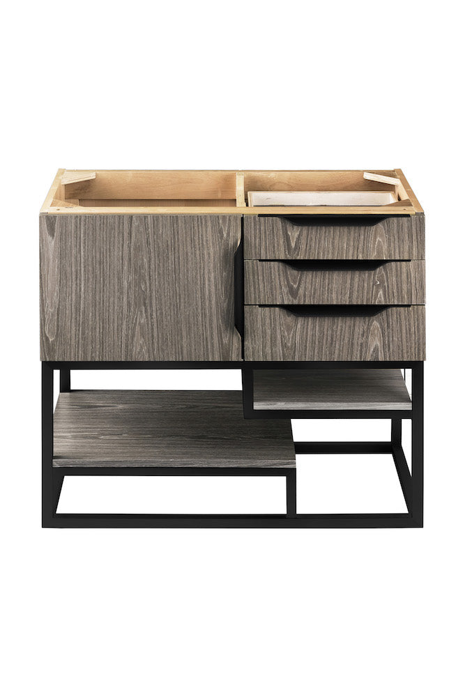 36" Columbia Single Sink Bathroom Vanity, Ash Gray w/ Matte Black