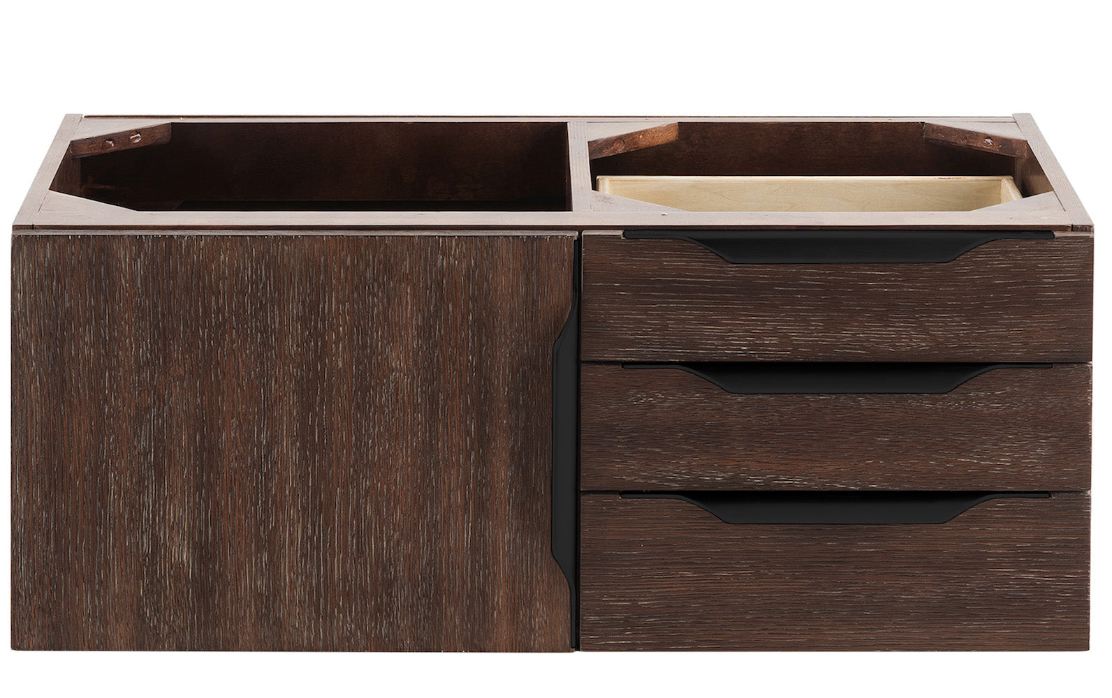 36" Mercer Island Single Sink Bathroom Vanity, Coffee Oak w/ Matte Black