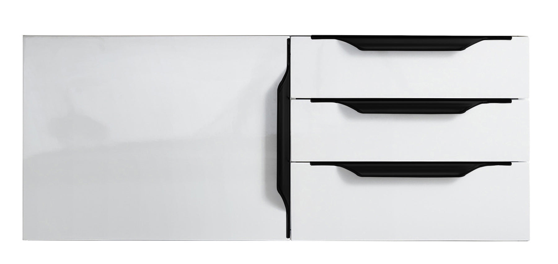 36" Mercer Island Single Sink Bathroom Vanity, Glossy White w/ Matte Black