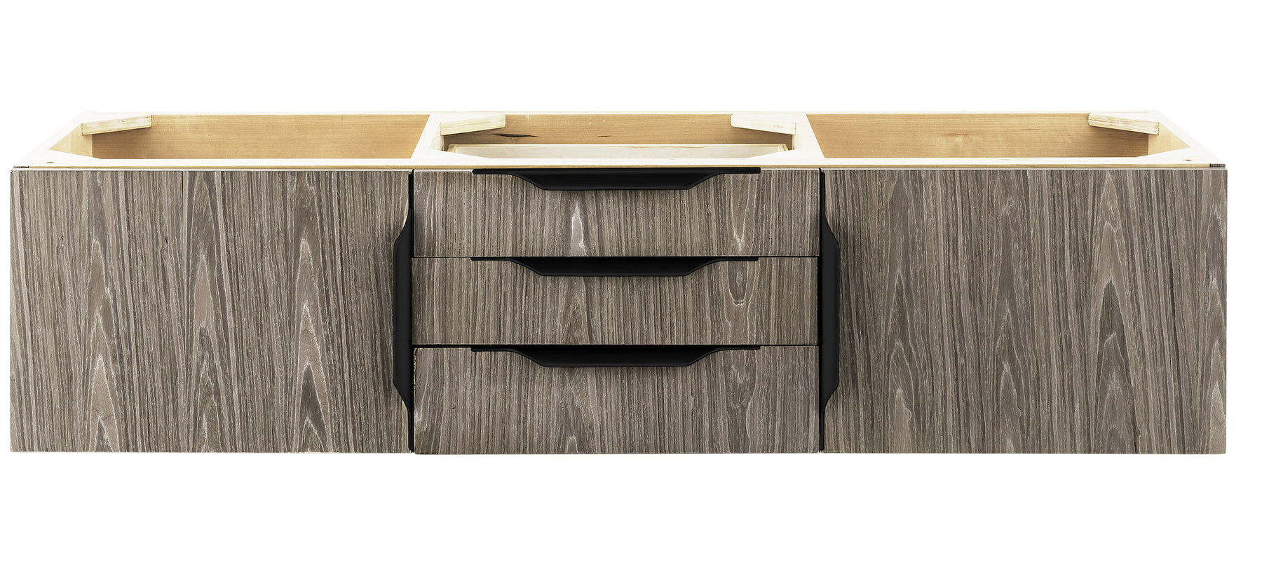 59" Mercer Island Double Sink Bathroom Vanity, Ash Gray w/ Matte Black