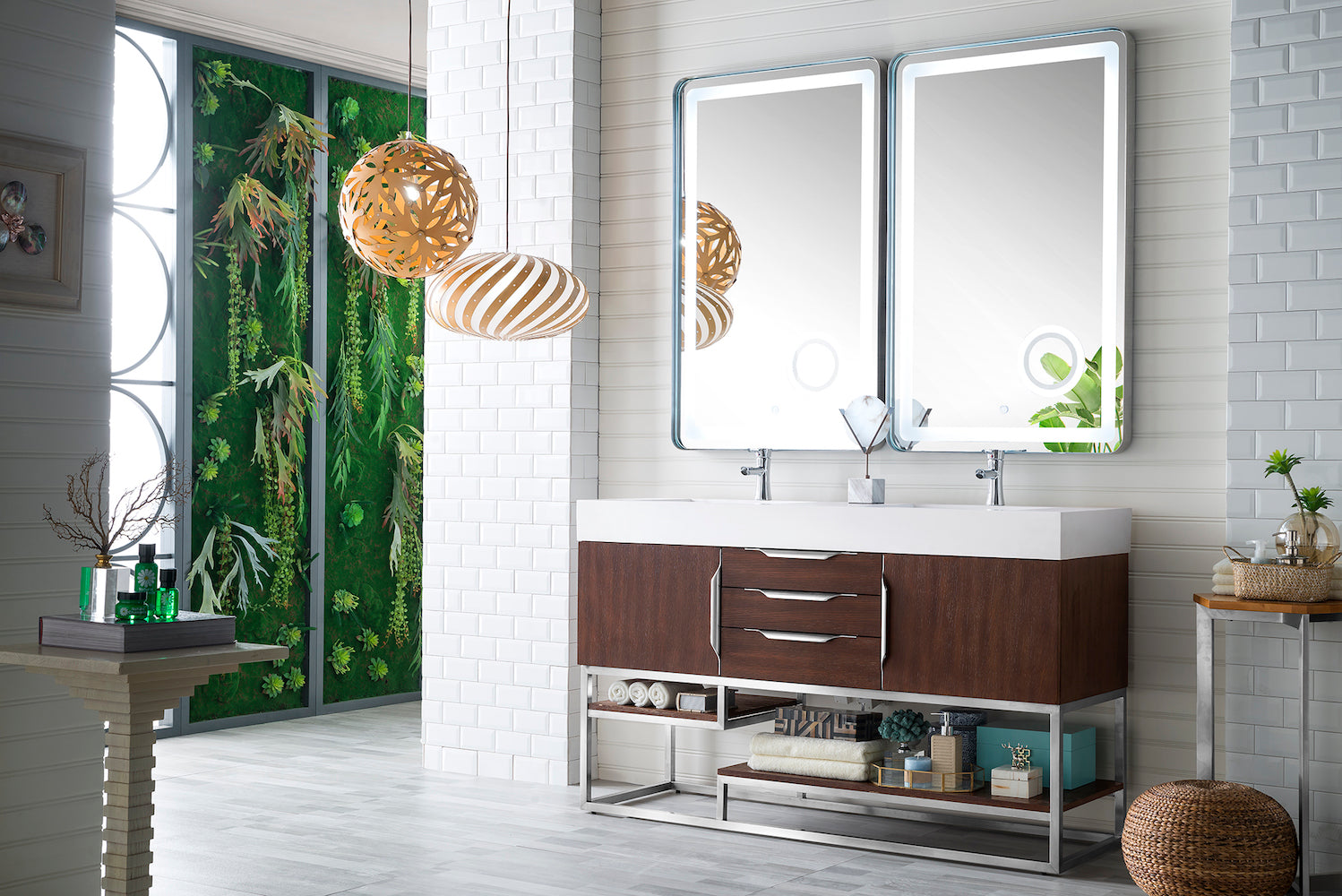 59" Columbia Double Sink Bathroom Vanity, Coffee Oak
