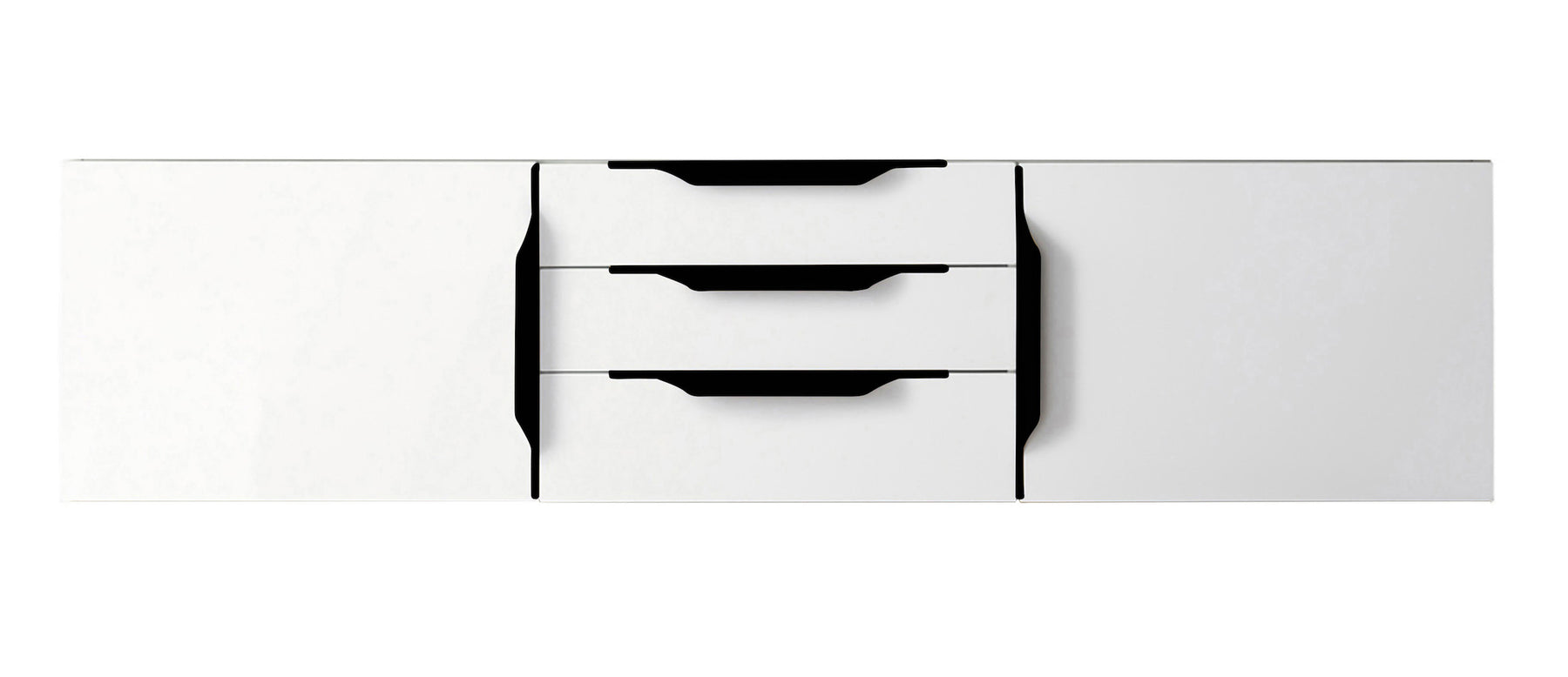 59" Mercer Island Double Sink Bathroom Vanity, Glossy White w/ Matte Black