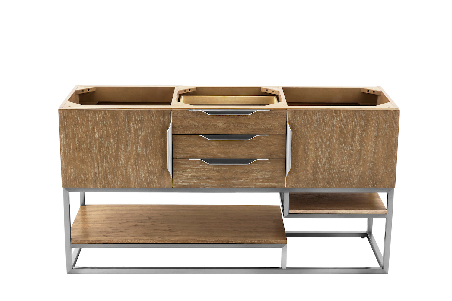 59" Columbia Double Sink Bathroom Vanity, Latte Oak