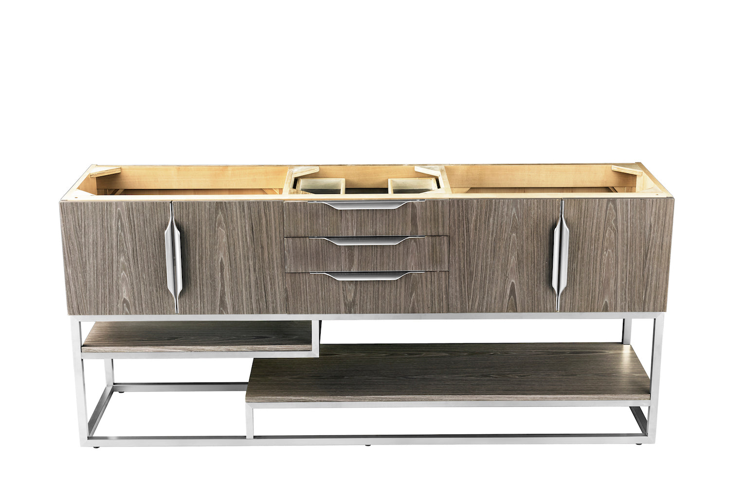 72" Columbia Single Sink Bathroom Vanity, Ash Gray & Brushed Nickel