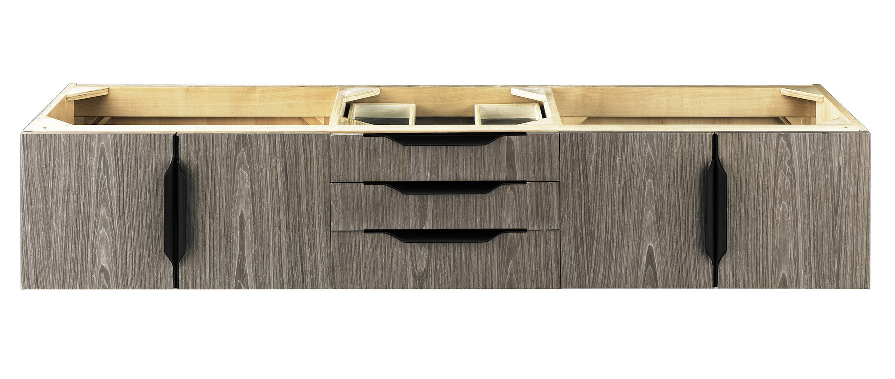 72" Mercer Island Single Sink Bathroom Vanity, Ash Gray w/ Matte Black