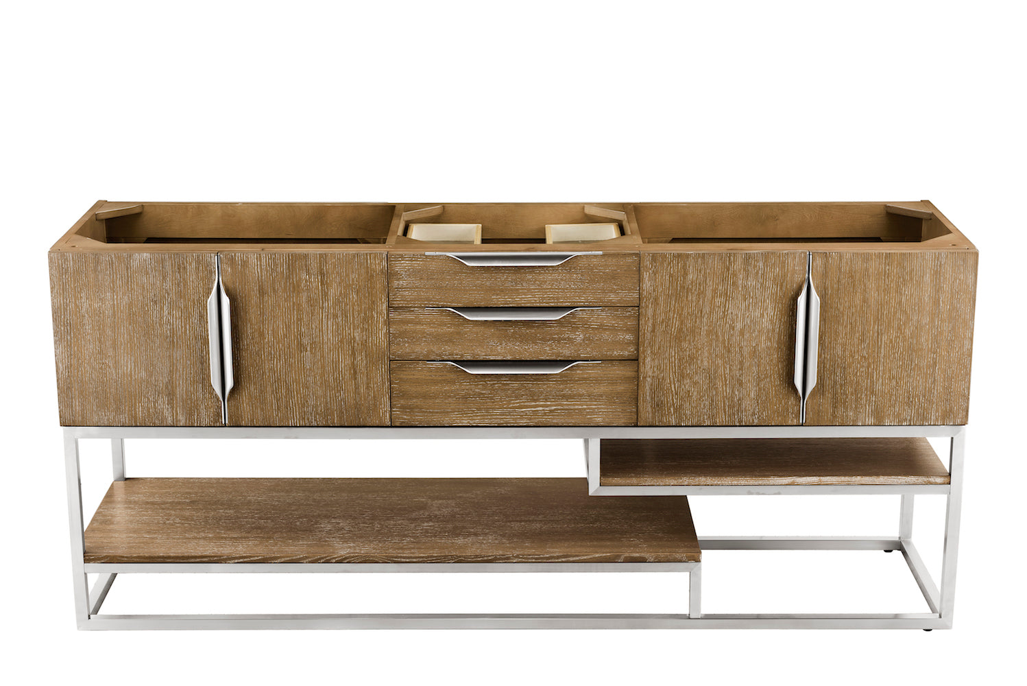 72" Columbia Double Sink Bathroom Vanity, Latte Oak w/ Brushed Nickel