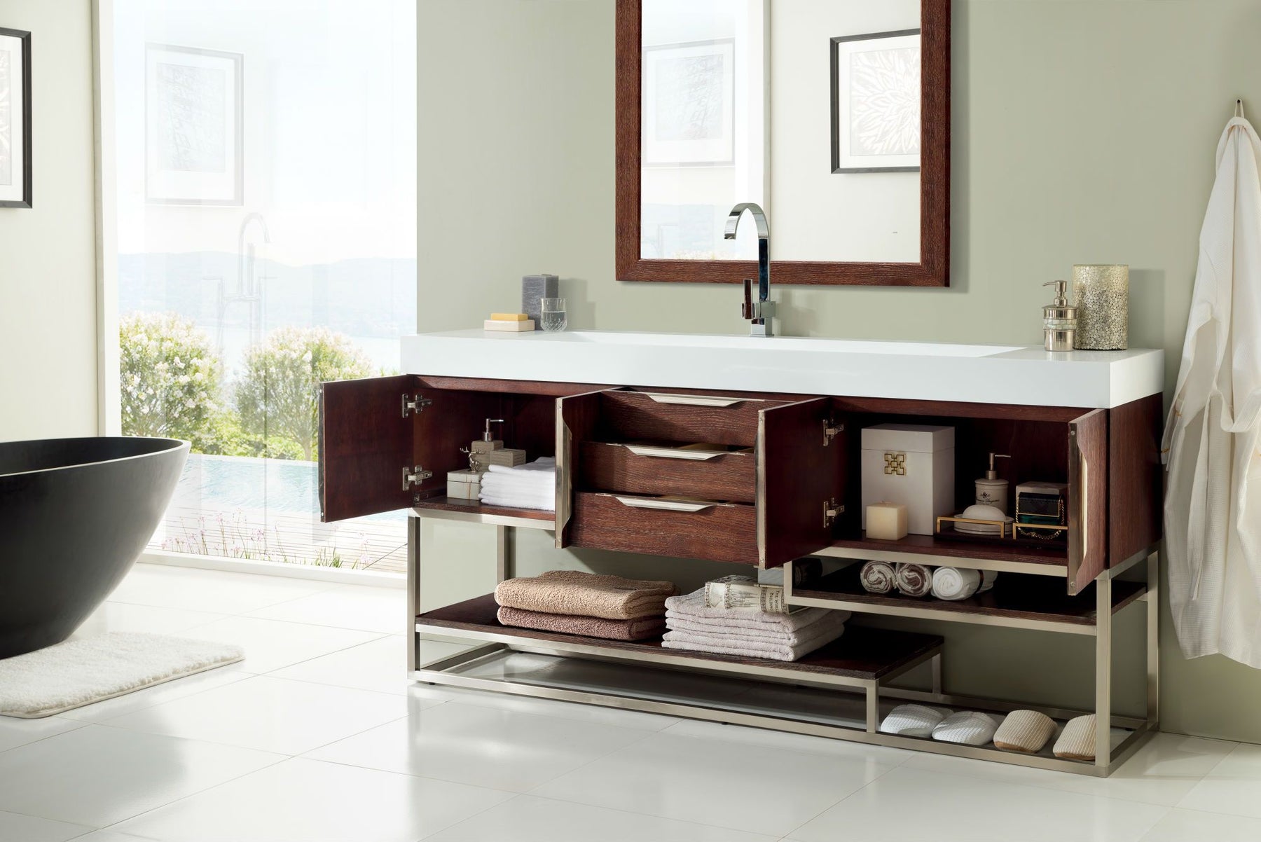 72" Columbia Coffee Oak Single Sink Bathroom Vanity, James Martin Vanities - vanitiesdepot.com