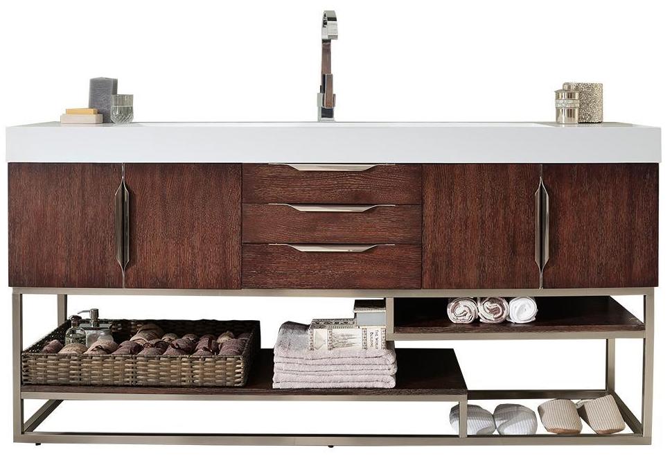 72" Columbia Coffee Oak Single Sink Bathroom Vanity, James Martin Vanities - vanitiesdepot.com