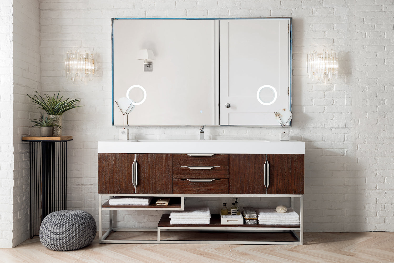 72" Columbia Single Sink Bathroom Vanity, Coffee Oak