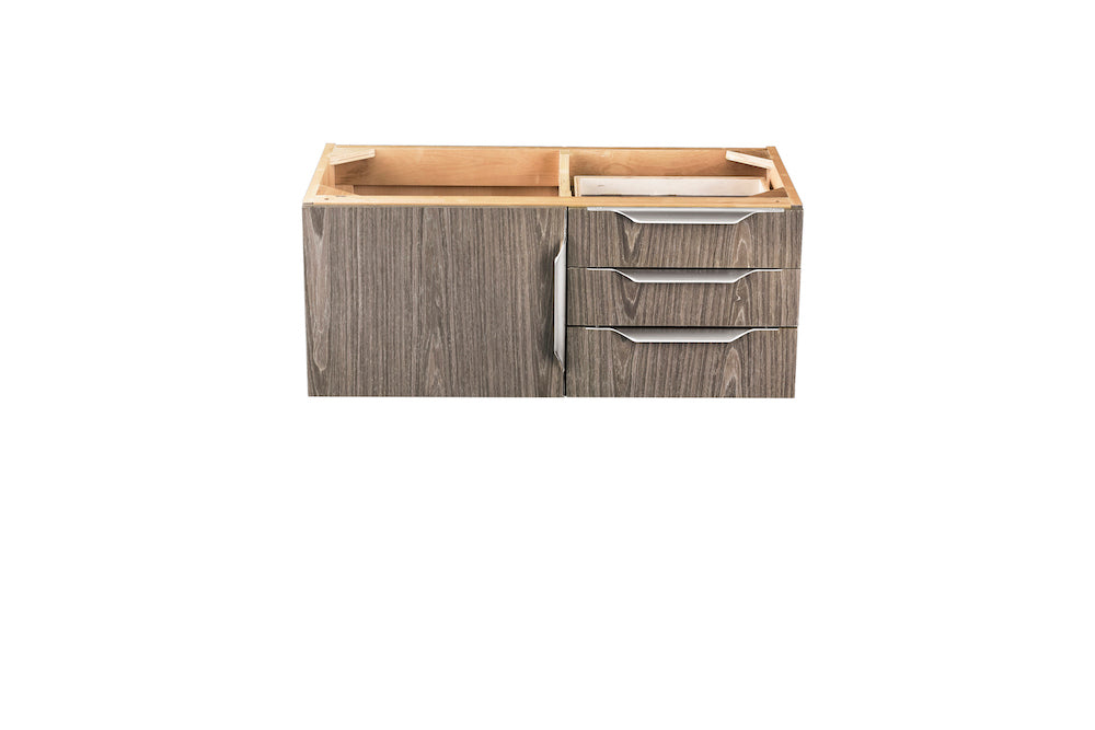 36" Columbia Single Wall Mount Vanity Cabinet, Ash Gray, Brushed Nickel