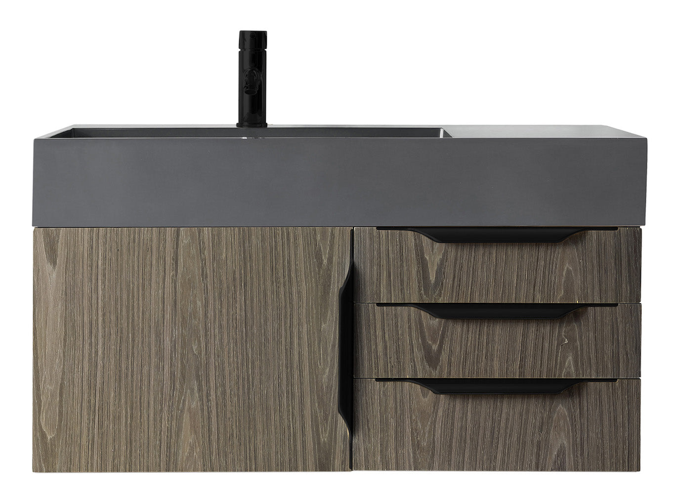 36" Mercer Island Single Sink Bathroom Vanity, Ash Gray w/ Matte Black