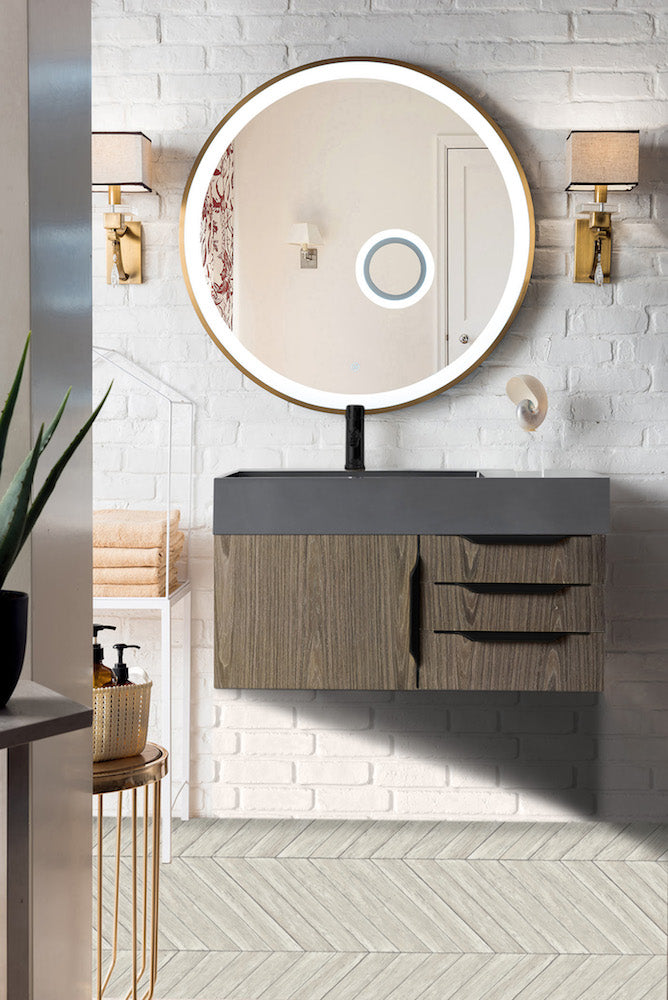 36" Mercer Island Single Sink Bathroom Vanity, Ash Gray w/ Matte Black