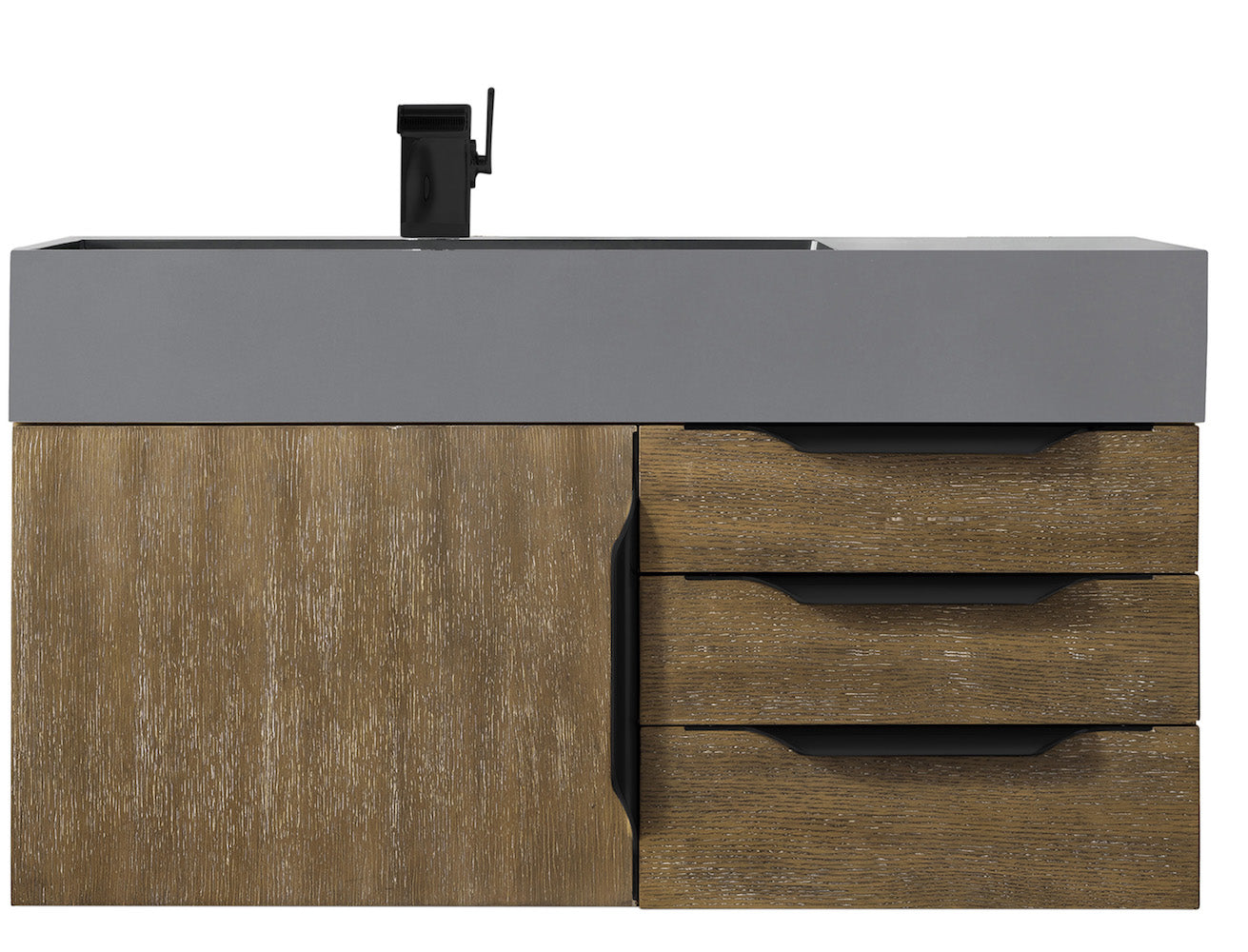 36" Mercer Island Single Sink Bathroom Vanity, Latte Oak w/ Matte Black