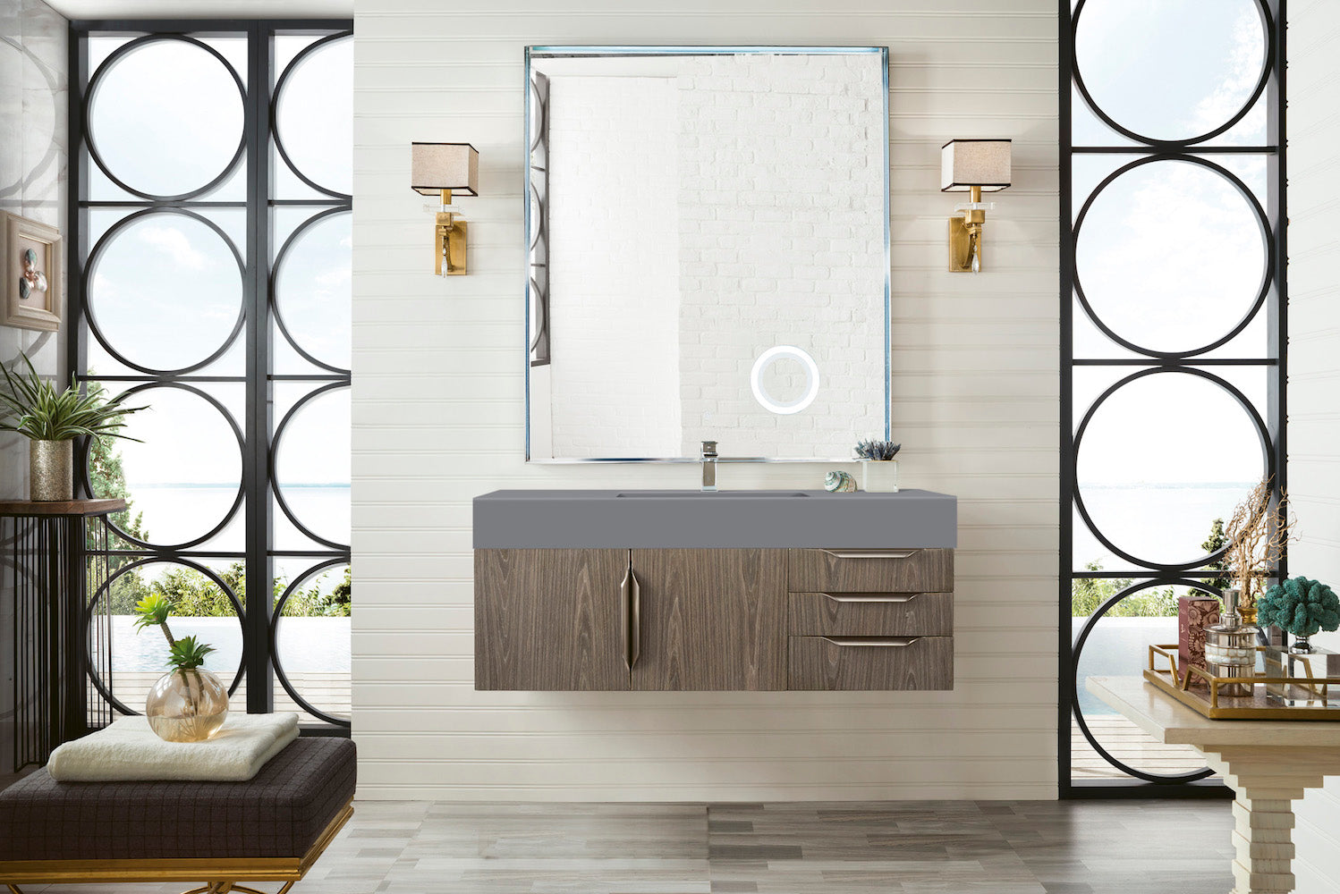 48" Mercer Island Single Sink Bathroom Vanity, Ash Gray w/ Brushed Nickel