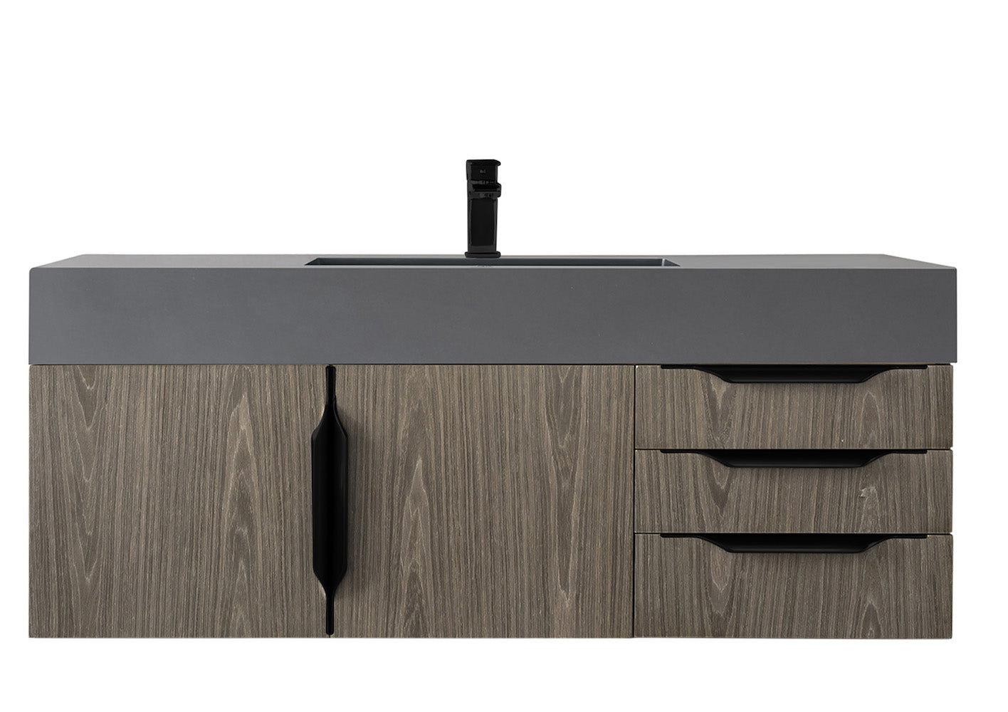 48" Mercer Island Single Sink Bathroom Vanity, Ash Gray w/ Matte Black