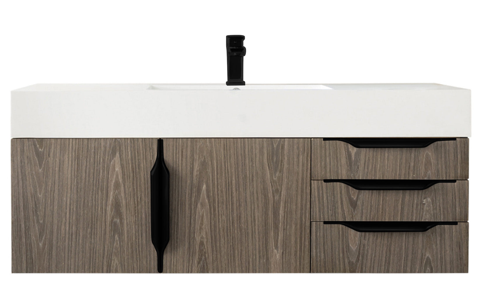 48" Mercer Island Single Sink Bathroom Vanity, Ash Gray w/ Matte Black