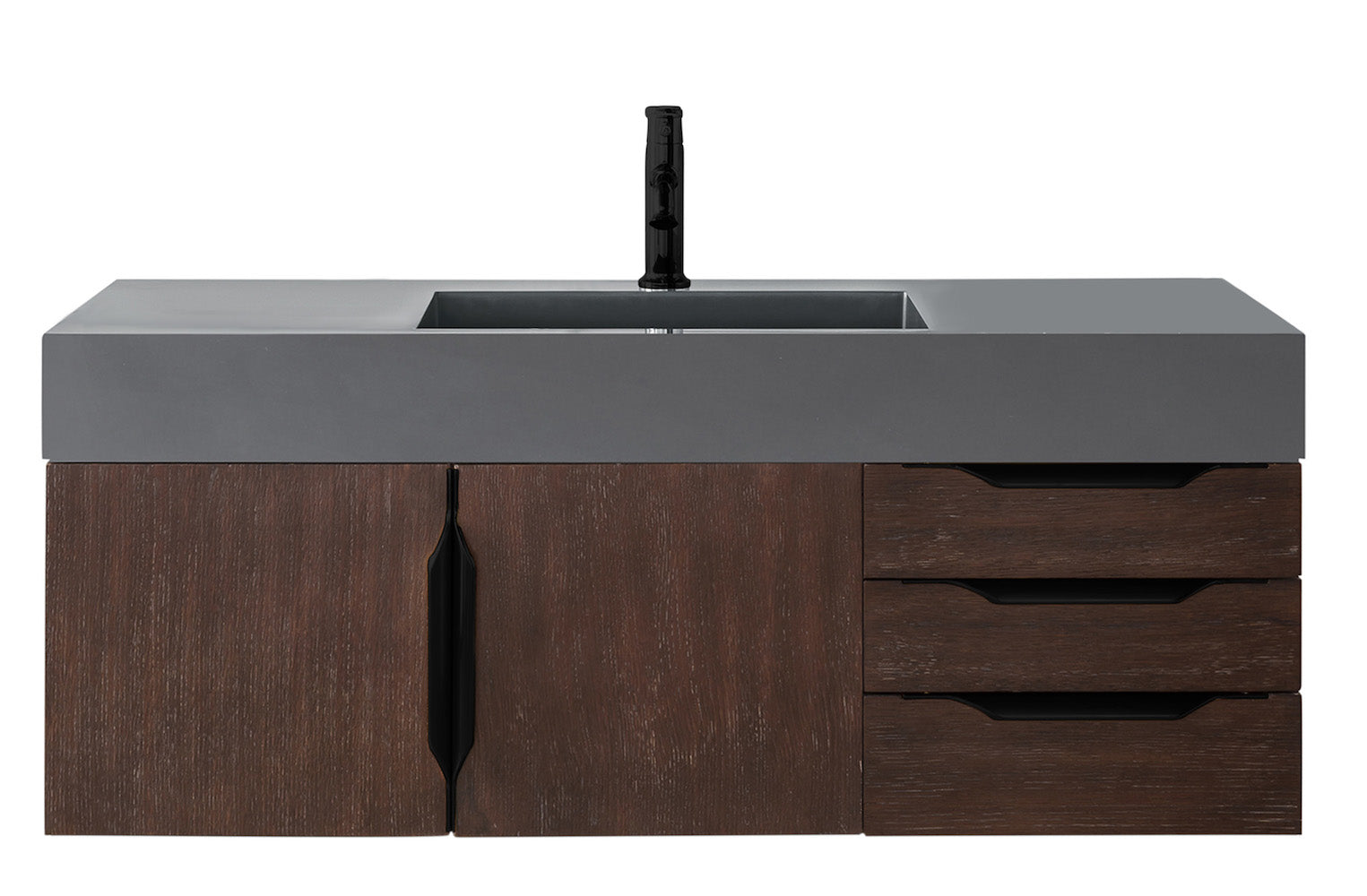 48" Mercer Island Single Sink Bathroom Vanity, Coffee Oak w/ Matte Black