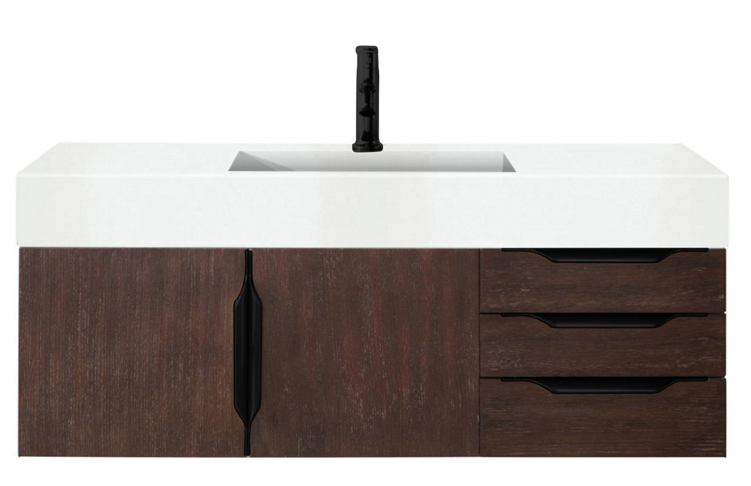 48" Mercer Island Single Sink Bathroom Vanity, Coffee Oak w/ Matte Black