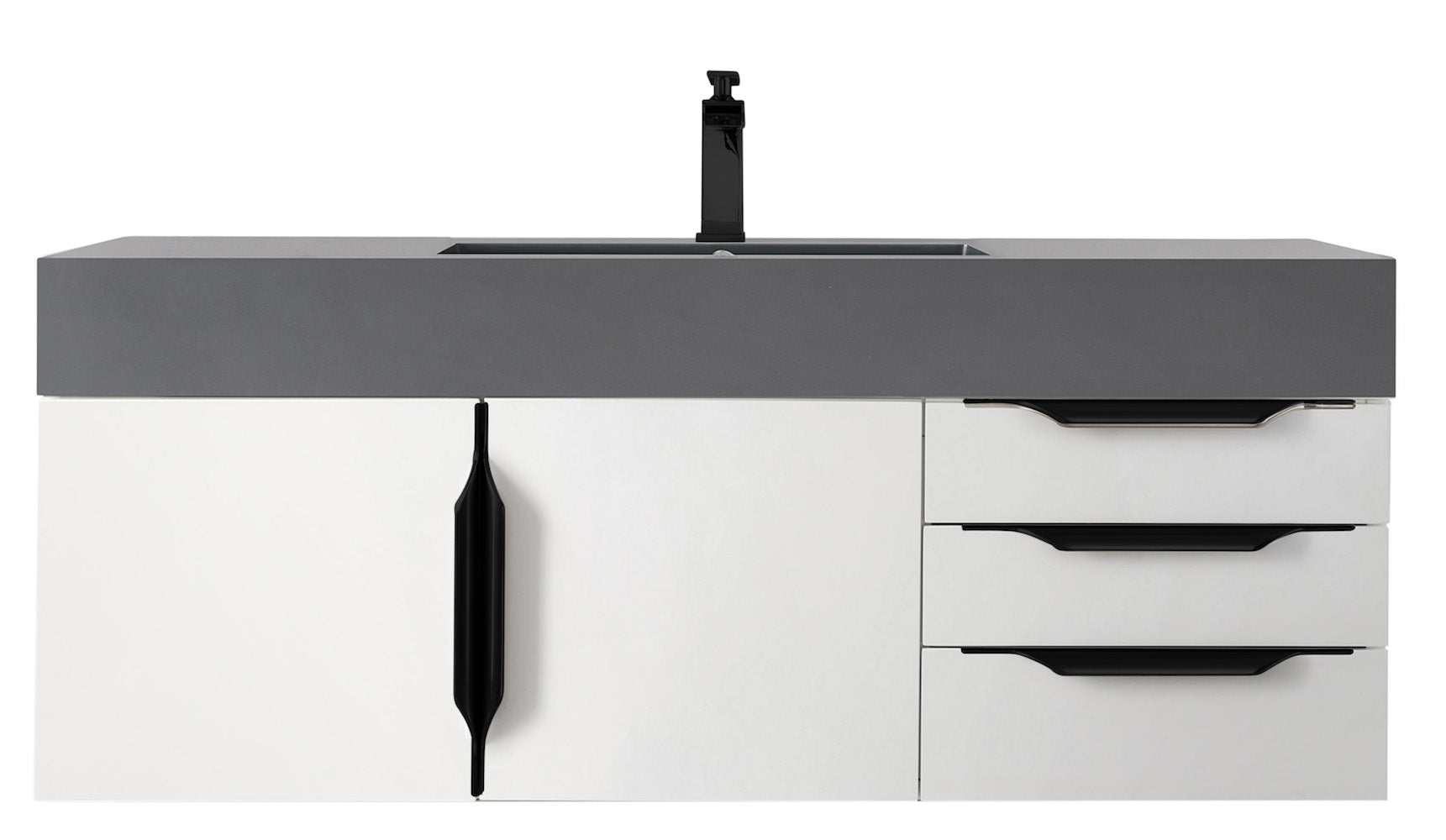 48" Mercer Island Single Sink Bathroom Vanity, Glossy White w/ Matte Black