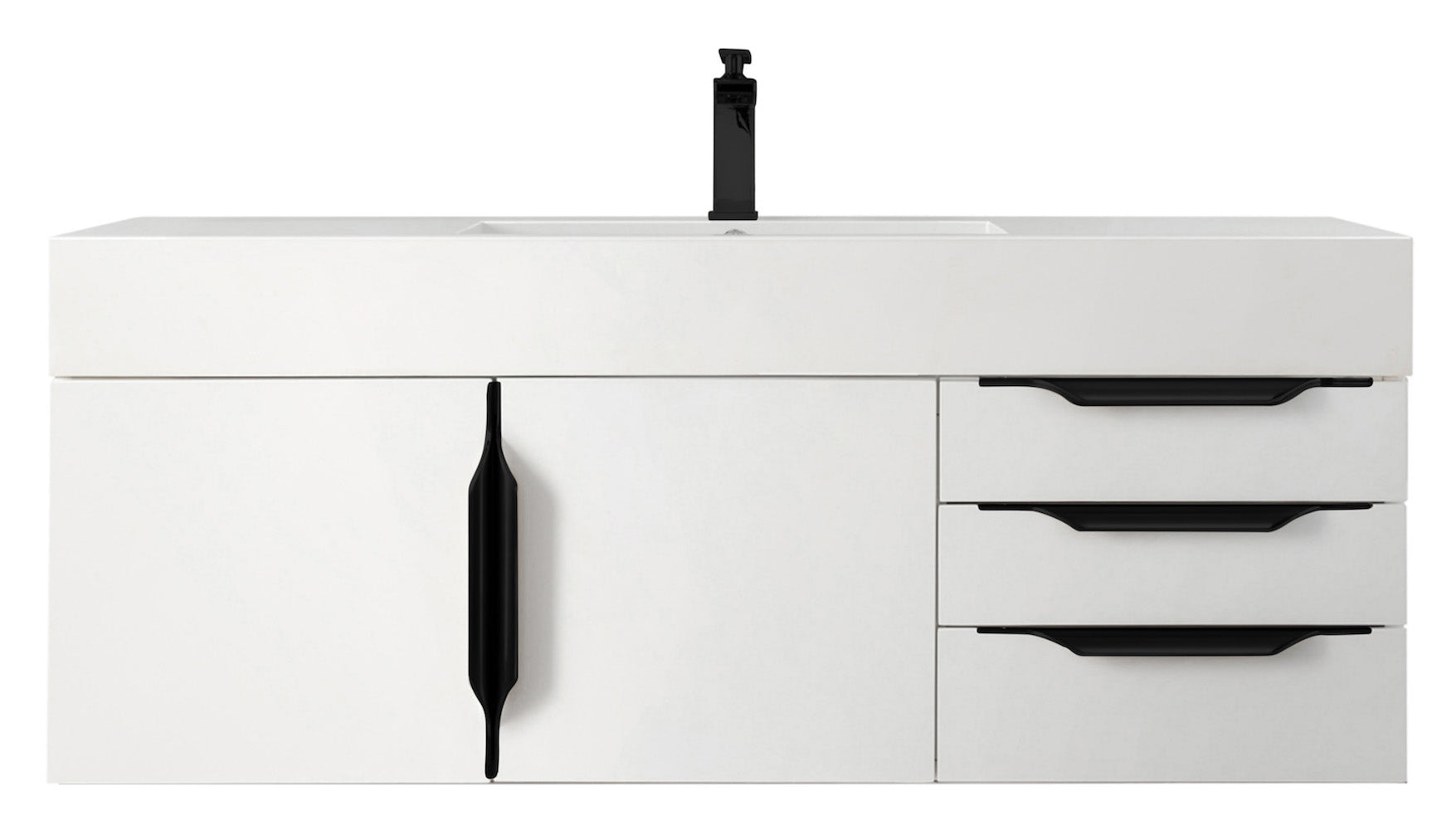 48" Mercer Island Single Sink Bathroom Vanity, Glossy White w/ Matte Black
