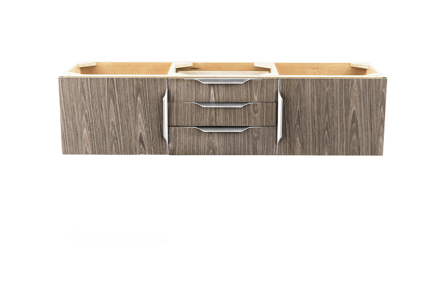 59" Mercer Island Double Sink Bathroom Vanity, Ash Gray w/ Brushed Nickel