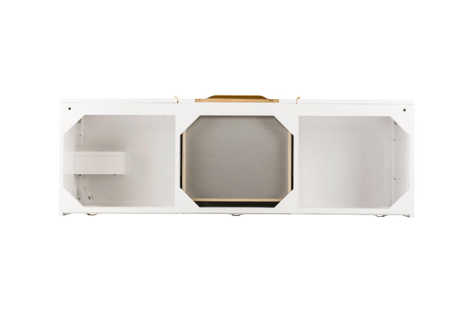 59" Mercer Island Double Sink Bathroom Vanity, Glossy White w/ Radiant Gold