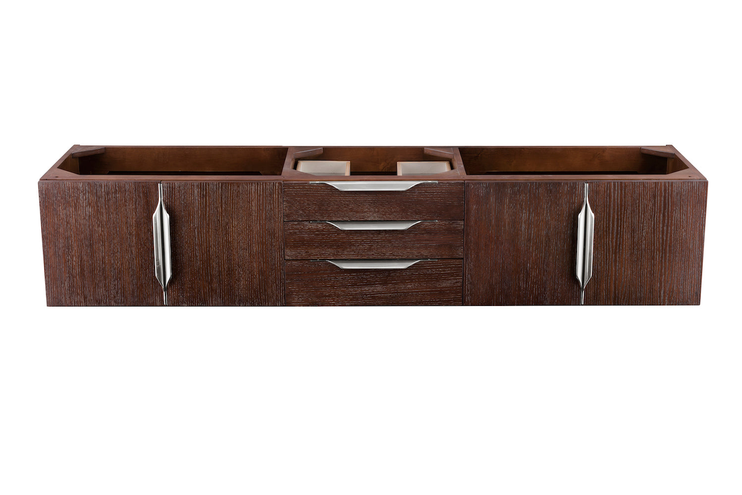 72" Mercer Island Double Sink Bathroom Vanity, Coffee Oak w/ Brushed Nickel