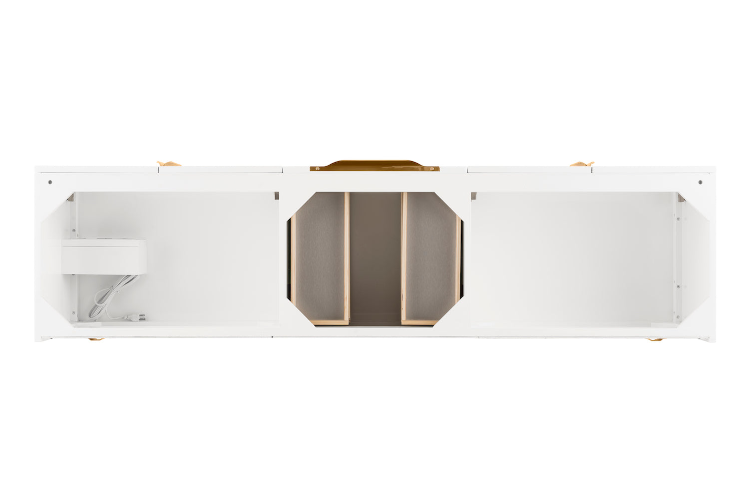 72" Mercer Island Double Sink Bathroom Vanity, Glossy White w/ Radiant Gold