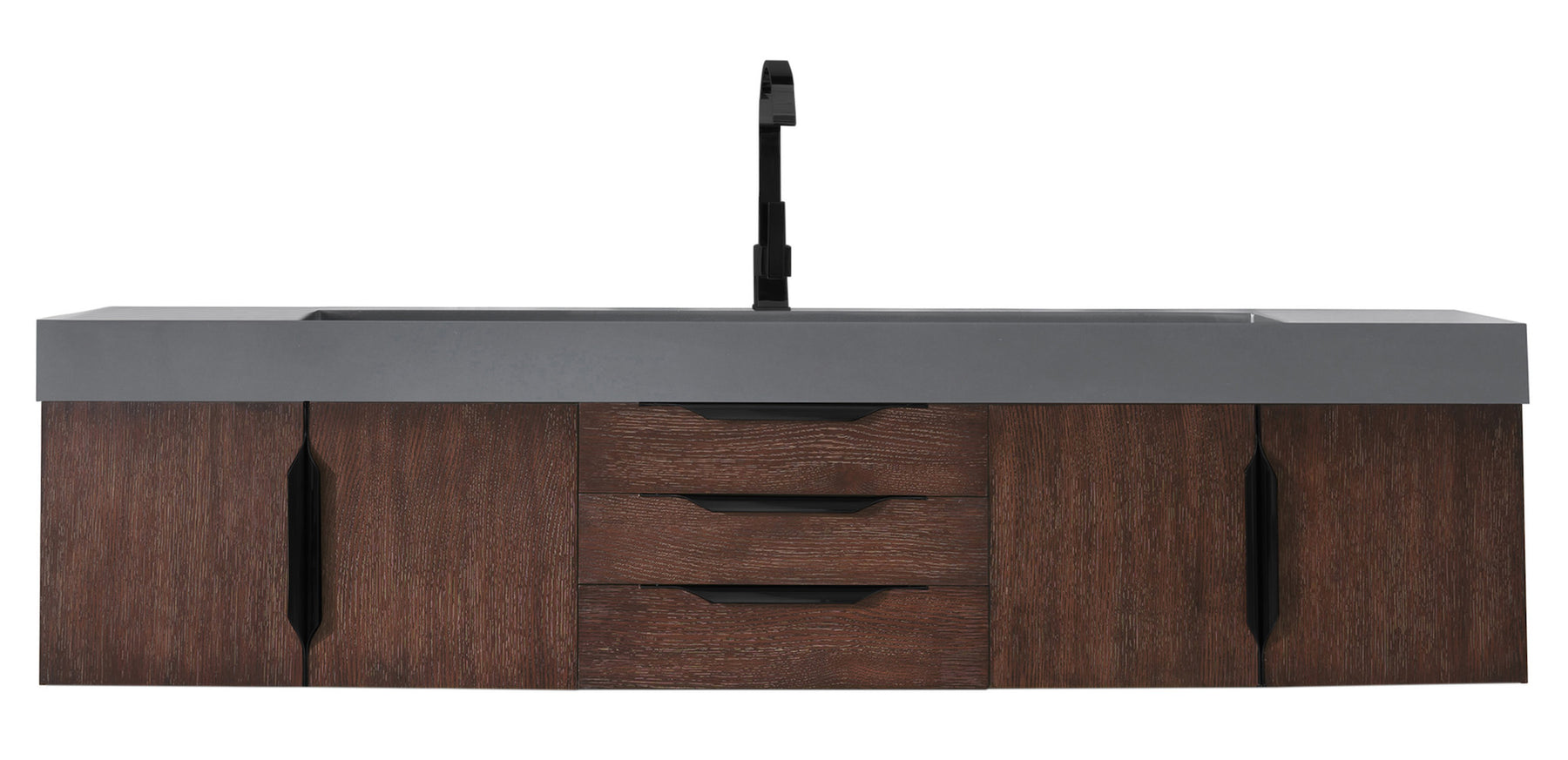 72" Mercer Island Single Sink Bathroom Vanity, Coffee Oak w/ Matte Black
