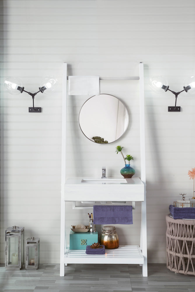 30" Lakeside Single Bathroom Vanity, Glossy White w/ Top
