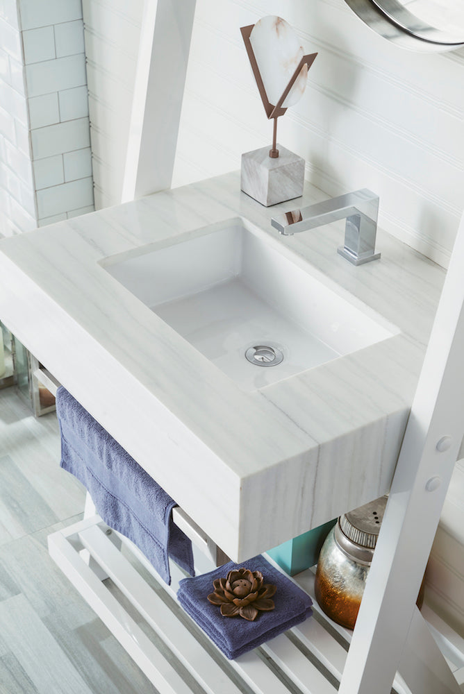 30" Lakeside Single Bathroom Vanity, Glossy White w/ Top
