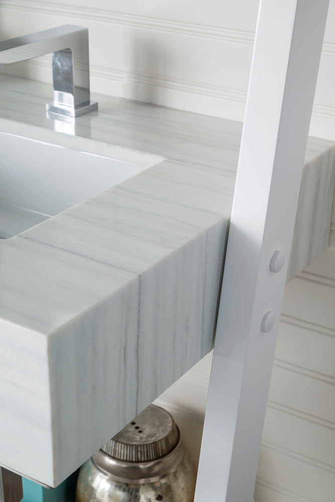 30" Lakeside Single Bathroom Vanity, Glossy White w/ Top