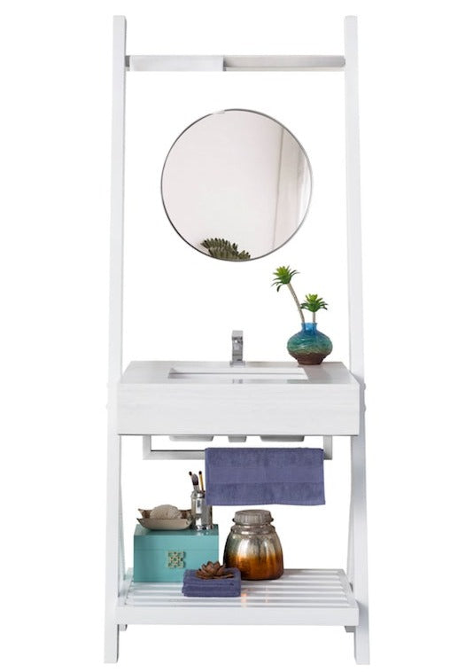 30" Lakeside Single Bathroom Vanity, Glossy White w/ Top