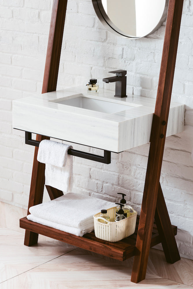 30" Lakeside Single Bathroom Vanity, Mid Century Walnut w/ Top