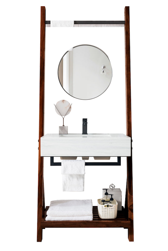 30" Lakeside Single Bathroom Vanity, Mid Century Walnut w/ Top
