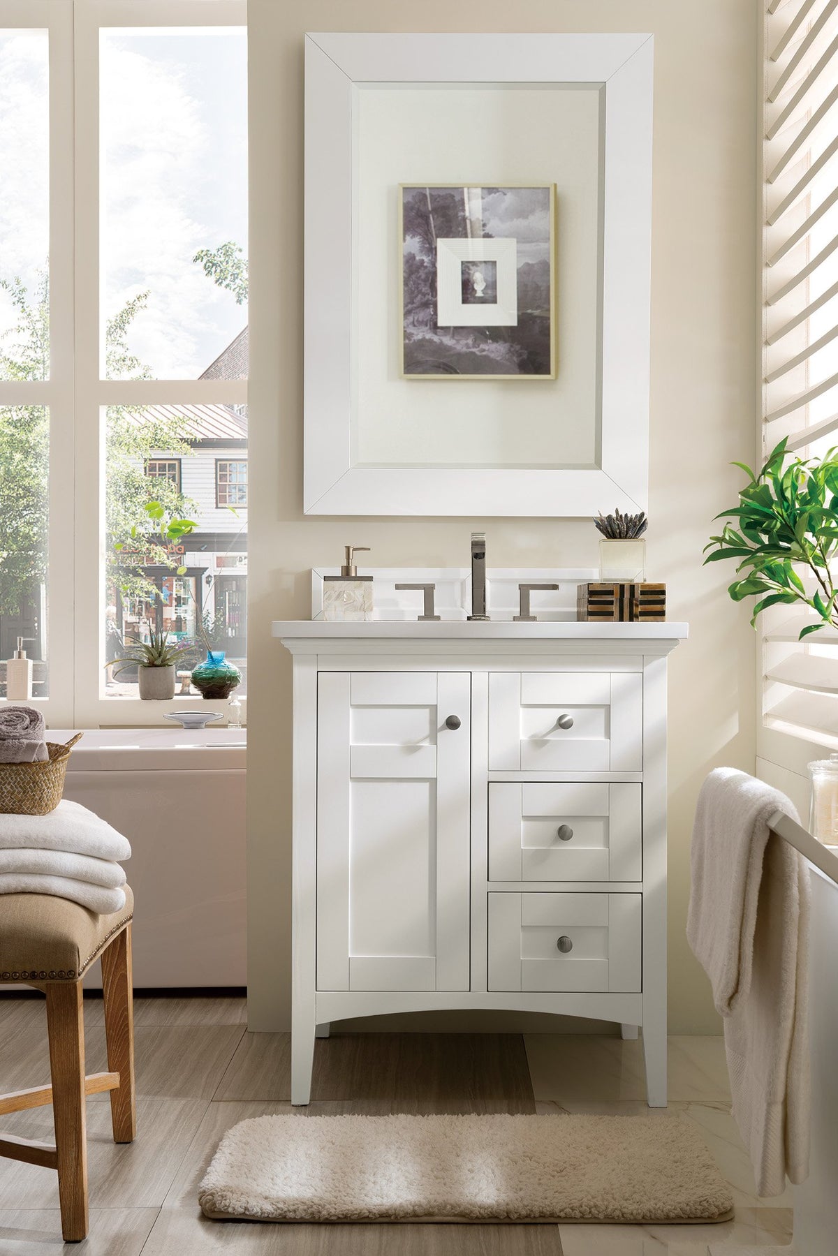 30" Palisades Bright White Single Sink Bathroom Vanity, James Martin Vanities - vanitiesdepot.com