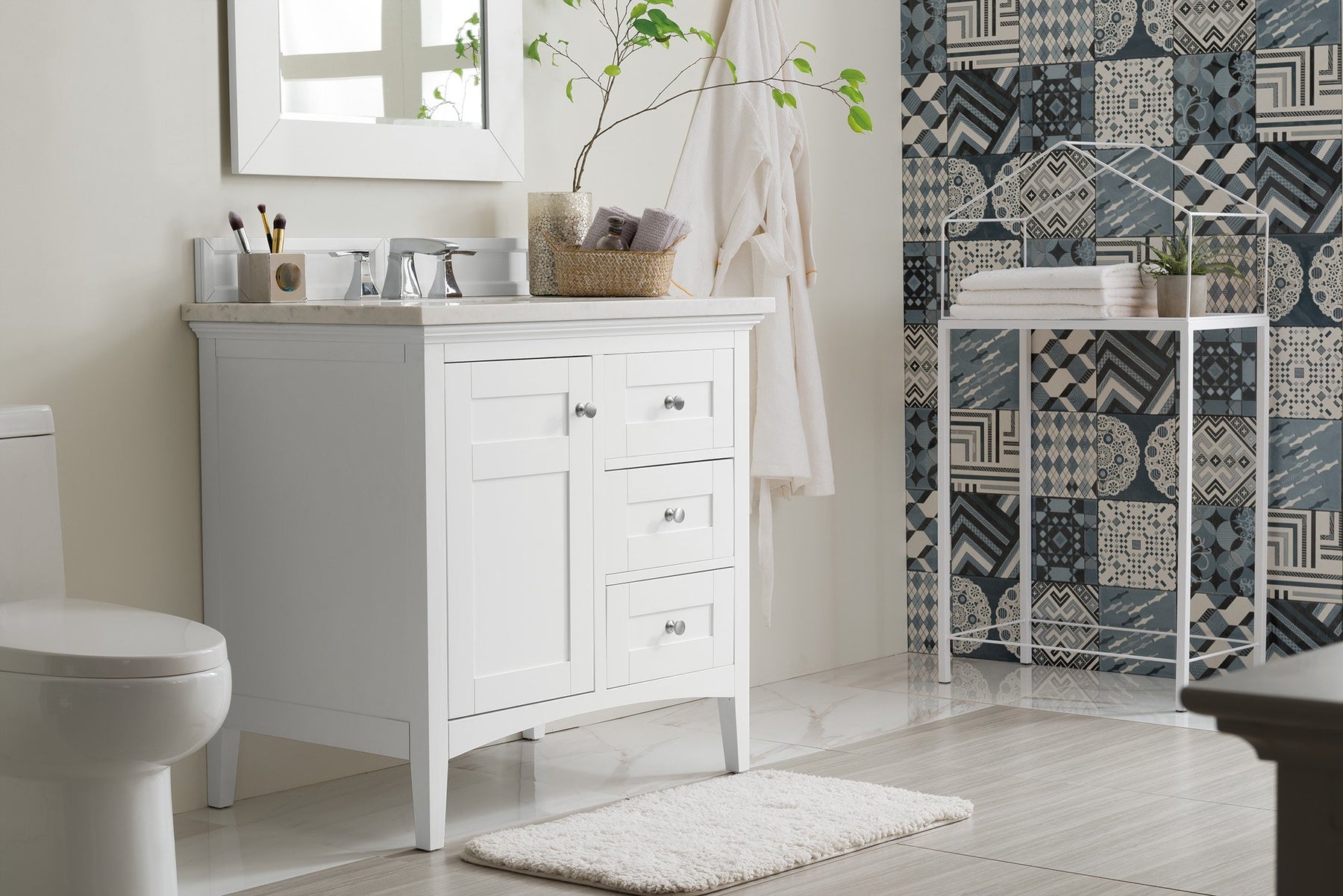 36" Palisades Bright White Single Bathroom Vanity, James Martin Vanities - vanitiesdepot.com