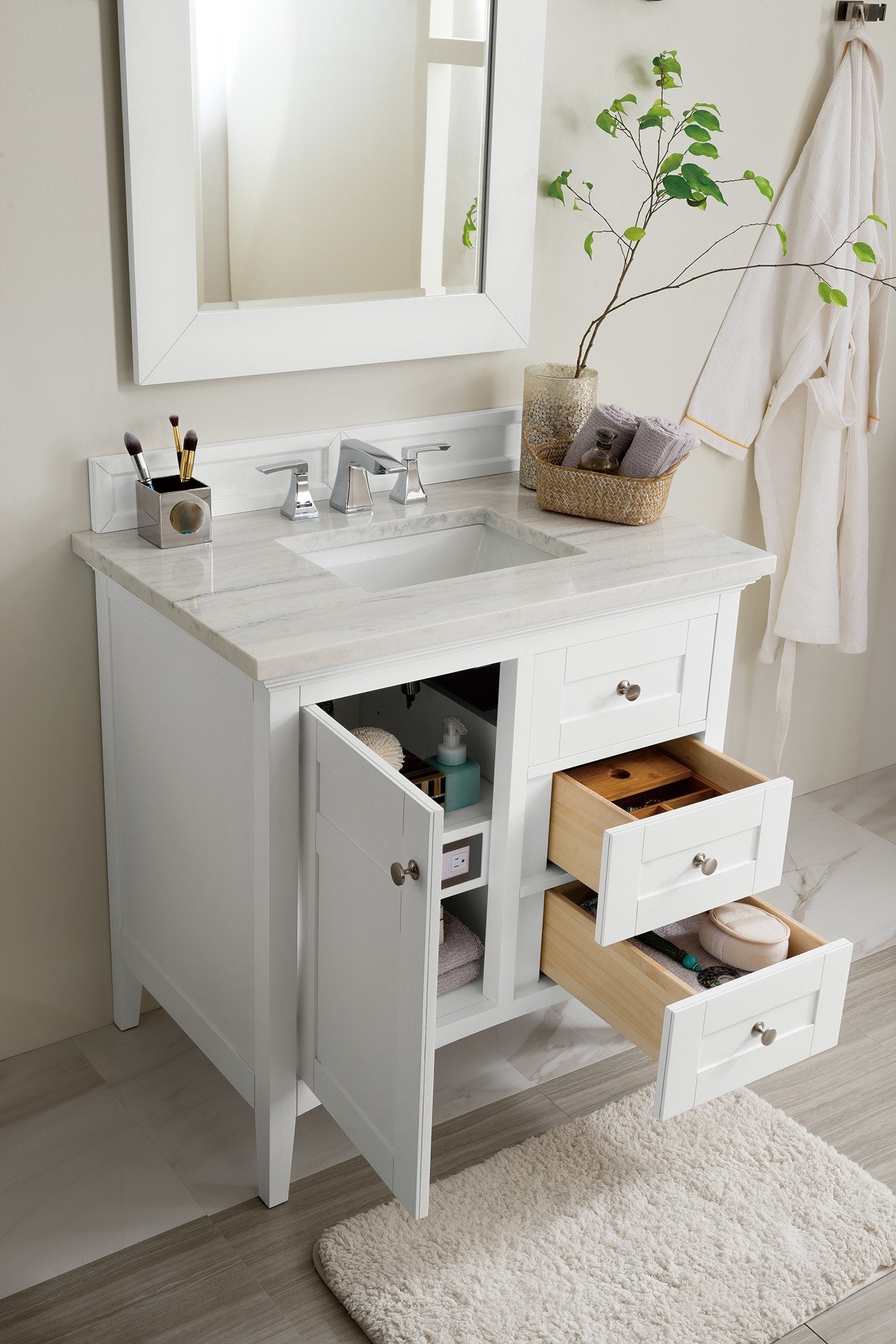 36" Palisades Bright White Single Bathroom Vanity, James Martin Vanities - vanitiesdepot.com