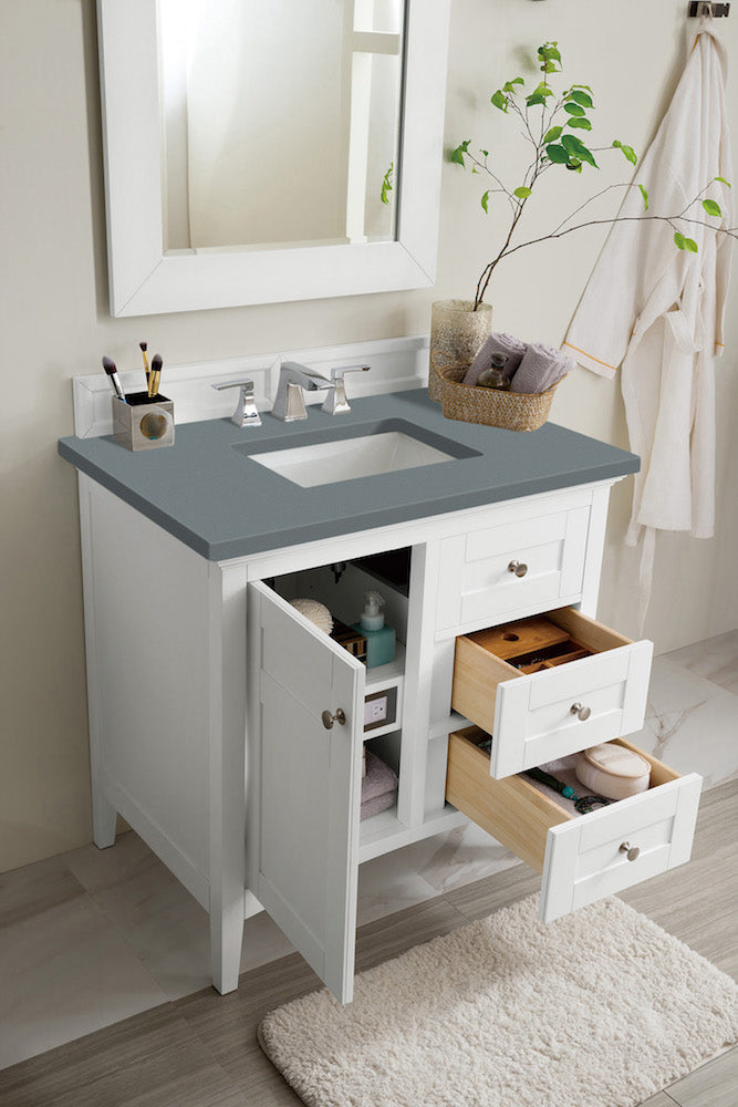 36" Palisades Single Bathroom Vanity, Bright White