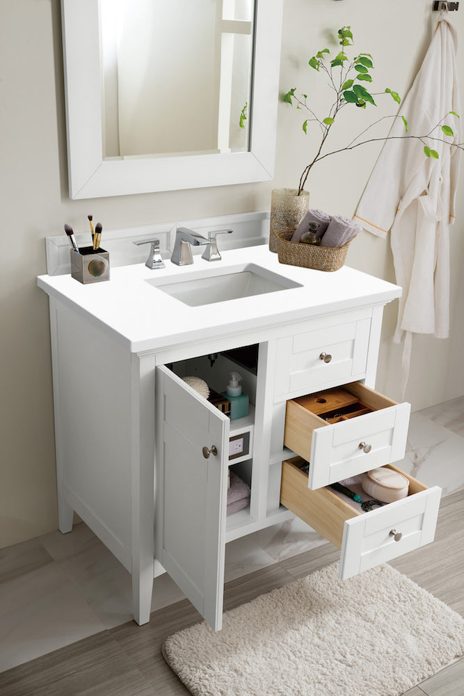 36" Palisades Single Bathroom Vanity, Bright White