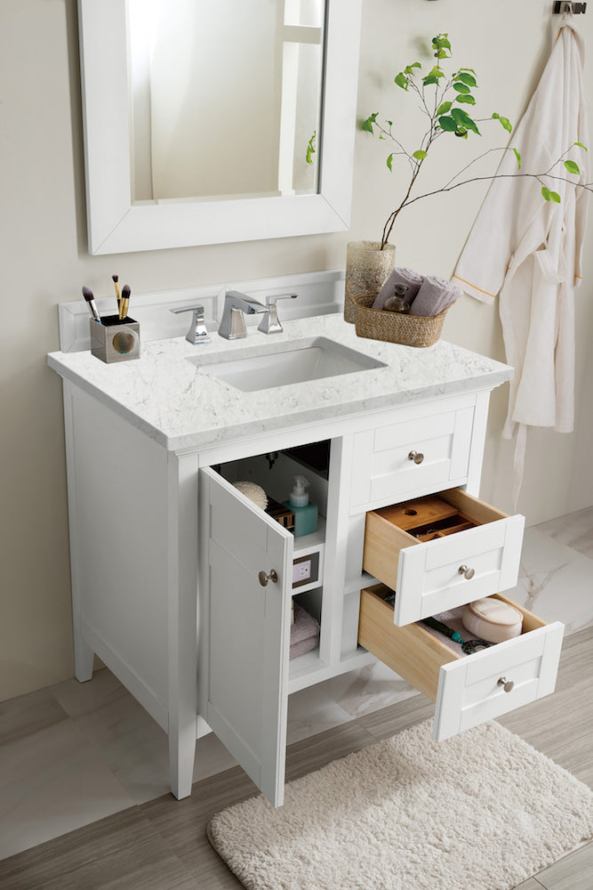 36" Palisades Single Bathroom Vanity, Bright White